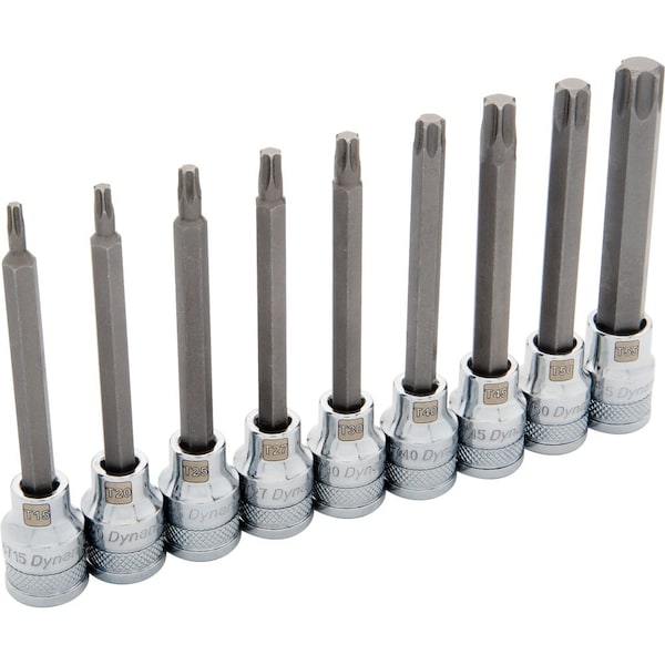 Tools 3/8 Drive 9 Piece Long, Torx Socket Set, T15 - T55